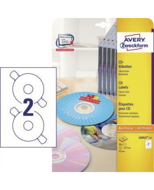 Avery Zweckform CD/DVD-Etikett L6043-25 117mm weiß 50 St./Pack.