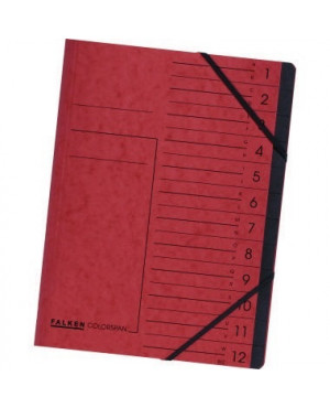 Falken Ordnungsmappe 11288107 DIN A4 12Fächer Karton rot