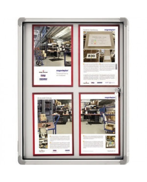 magnetoplan Schaukasten SP 1215000 61x75cm 4xDIN A4 Aluminium ws