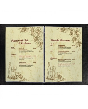 Sigel Speisekartenmappe SM131 DIN A4 8S. Buchschrauben Prägung sw