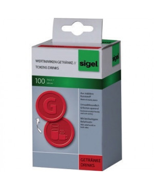 Sigel Wertmarke Getränke WM006 25mm Kunststoff rot 100 St.Pack.