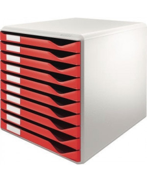 Leitz Schubladenbox 52810025 DIN A4 10Schubfächer lichtgr/rt