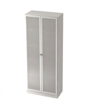 Hammerbacher Glastürenschrank Solid V6100G/W/S/SG 80x42x200,4cm weiß