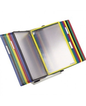 Tischständer A4 grau aus Metall mit 30 Sichttafeln A4 sortiert