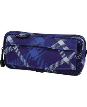 Herlitz Schüleretui 11281706 2Aussentaschen Karo Polyester blau