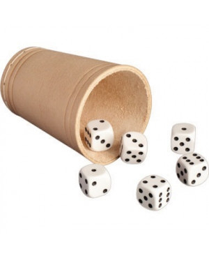 RNK Würfelspielset 5811 Becher 5 Würfel A6 Block