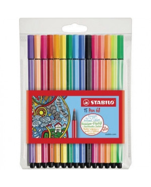 STABILO Faserschreiber pen 6815-2 M 1mm sortiert 15 St./Pack.