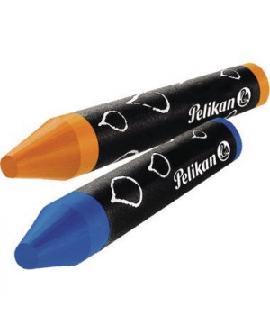 Pelikan Wachsmalstifte im Etui blau 8farbig mit runder Spitze+Schaber