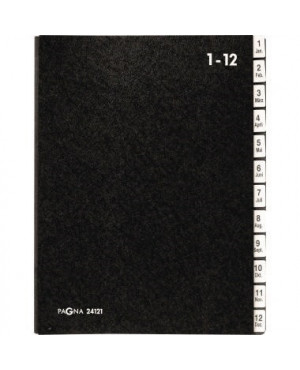 PAGNA Pultordner 24121-04 DIN A4 1-12/Jan-Dez 12Fächer Hartpappe sw