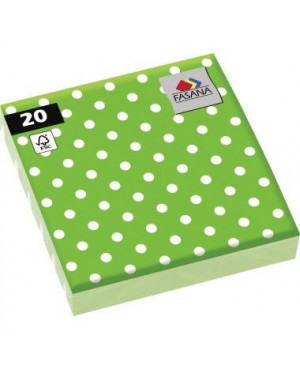 FASANA Serviette 212942 33x33cm 3lagig Punkte grün 20 St./Pack.