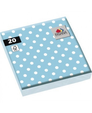 FASANA Serviette 212950 33x33cm 3lagig Punkte hellblau 20 St./Pack.