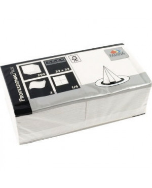 FASANA Servietten 217652 33x33cm 2-lagig 1/4 Falz weiß 250 St./Pack.