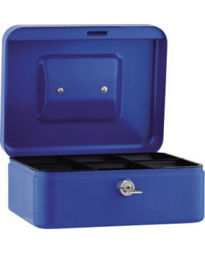 Geldkassette 20x9x16cm 6Fächer blau