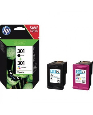 HP Tintenpatrone N9J72AE 301 schwarz/dreifarbig 2 St./Pack.