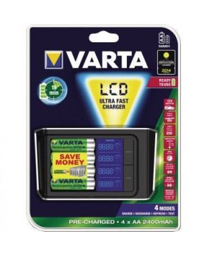VARTA Aufladegerät LCD Ultra Fast Charger inkl. 4 Akkus