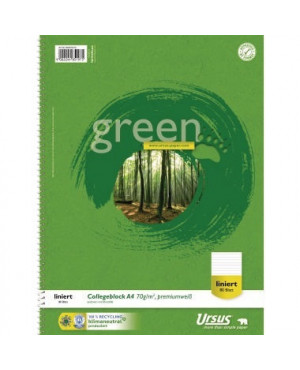 Ursus Collegeblock Green 608570010 DIN A4 70g liniert weiß 80Blatt