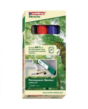 edding Permanentmarker 22 EcoLine 4-22-4 Keilspitze sort. 4 St./Pack.