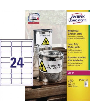 Avery Zweckform Etikett L4773-100 63,5x33,9 mm wetterfest LK