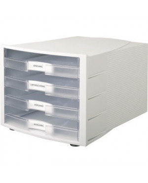 HAN Schubladenbox IMPULS 1011-X-63 DIN A4/C4 4Fächer lichtgrau/tr