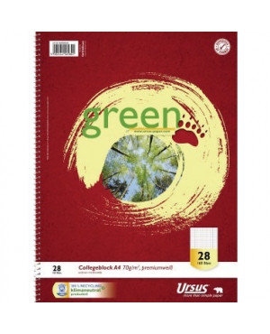 Ursus Collegeblock Green 608590028 DIN A4 70g kariert/Rand 160Blatt