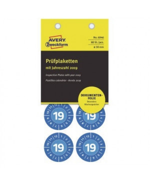 Avery Zweckform Prüfplakette 6946 2019 abziehsicher bl 80 St./Pack.
