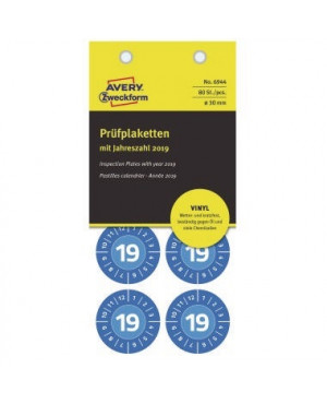 Avery Zweckform Prüfplakette 6944 2019 Vinyl bl 80 St./Pack.