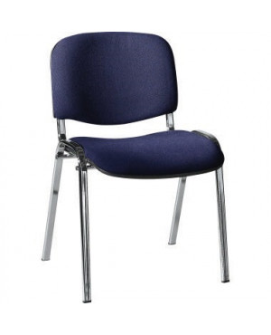 Besucherstuhl Gestell verchromt Bezug dunkelblau
