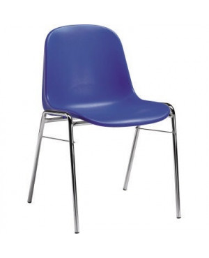 Besucherstuhl Gestell verchromt Sitzschale Polyamid blau