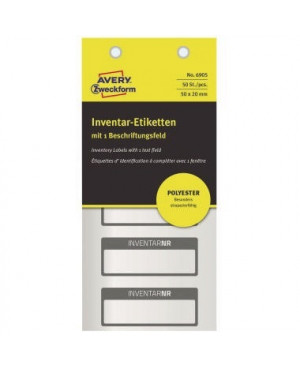 Avery Zweckform Inventaretikett 6905 PES 50x20mm si/sw 50 St./Pack.