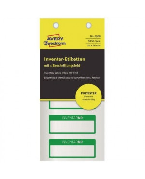 Avery Zweckform Inventaretikett 6908 PES 50x20mm si/gn 50 St./Pack.