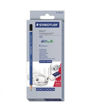 STAEDTLER Bleistift Lumograph Set 61 100 C6 6 Stck./Pack.