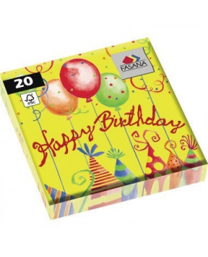 FASANA Serviette 209442 33x33cm 3lagig Happy Birthday 20 St./Pack.