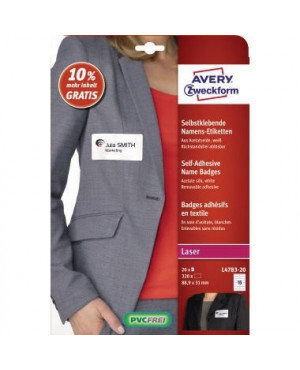 Avery Zweckform Namensetikett L4783-20 88,9x31mm ws 320 St./Pack.