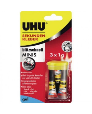 UHU Sekundenkleber blitzschnell MINIS gel 45370 1g 3 St./Pack.