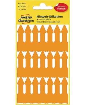 Avery Zweckform Hinweisetikett Pfeil 3008 leuchtrot 63 St./Pack.