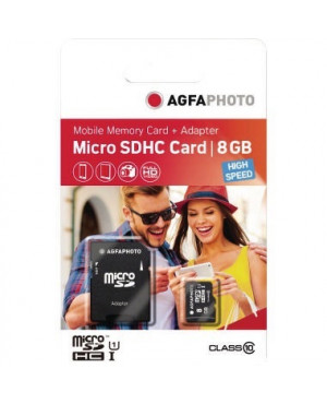 AgfaPhoto Speicherkarte MicroSDHC 10579 Class 10 UHS-1 8GB +Adapter