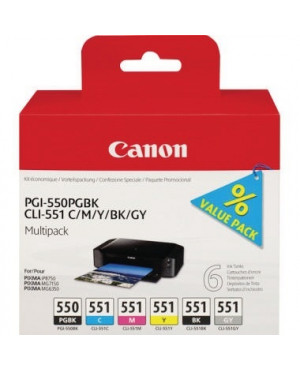 Canon Tintenpatrone PGI550/CLI551 6496B005 sw/c/m/y/gr 6 St./Pack.