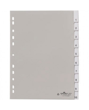 Ordnerregister f A4 10tlg gr PP mit umschweißte Taben