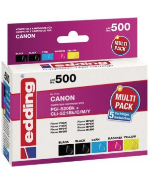 edding Tintenpatrone 18-500 wie Canon PGI-520/CLI-521 5 St./Pack.