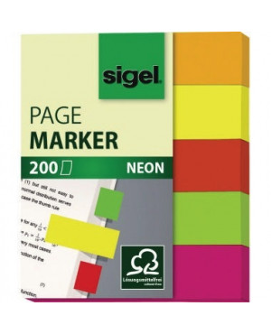 Sigel Haftmarker Neon HN655 12x50mm 200Bl. sortiert 5 St./Pack.