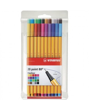 STABILO Fineliner point 88 8820 0,4mm farbig sortiert 20 St./Pack.