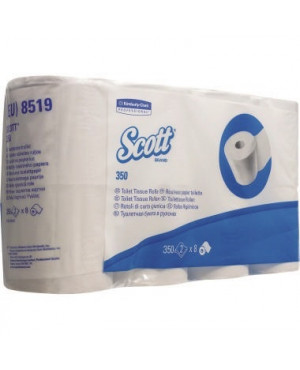 SCOTT Toilettenpapier 8519 Tissue 2-lagig 8 Rollen à 350Bl.hochweiß