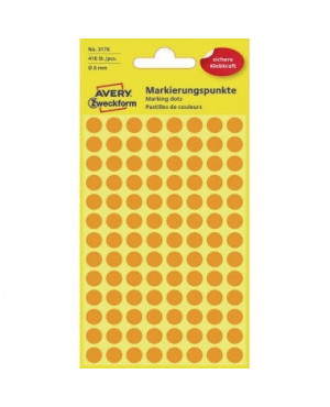 Avery Zweckform Markierungspunkt 3178 8mm leuchtorange 416 St./Pack.