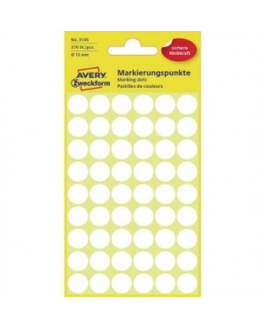 Avery Zweckform Markierungspunkt 3145 12mm weiß 270 St /Pack.