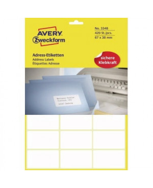 Avery Zweckform Adressetikett 3348 67x38mm weiß 420 St./Pack.