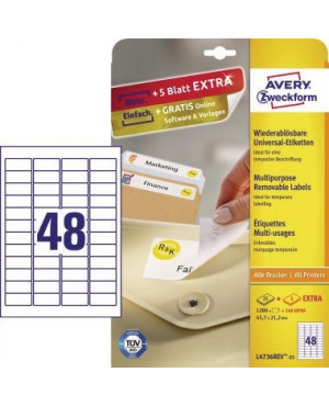 Avery Zweckform Etikett L4736REV-25 45,7x21,2mm weiß 1.200 St./Pack.