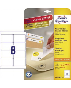Avery Zweckform Etikett L4745REV-25 96x63,5mm weiß 200 St./Pack.