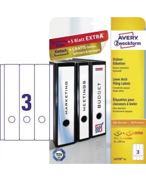 Avery Zweckform Ordneretikett L4759-25 lang/breit ws 75 St./Pack.