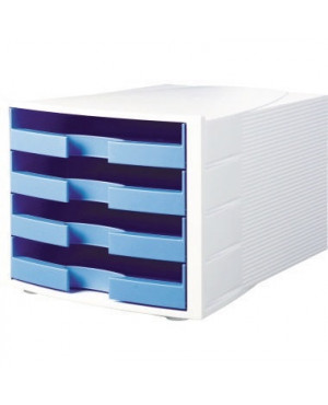 HAN Schubladenbox IMPULS 1011-X-54 DIN A4/C4 4Schübe offen ws/h.bl