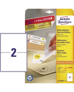 Avery Zweckform Etikett L4734REV-25 199,6x143,5mm weiß 50 St./Pack.